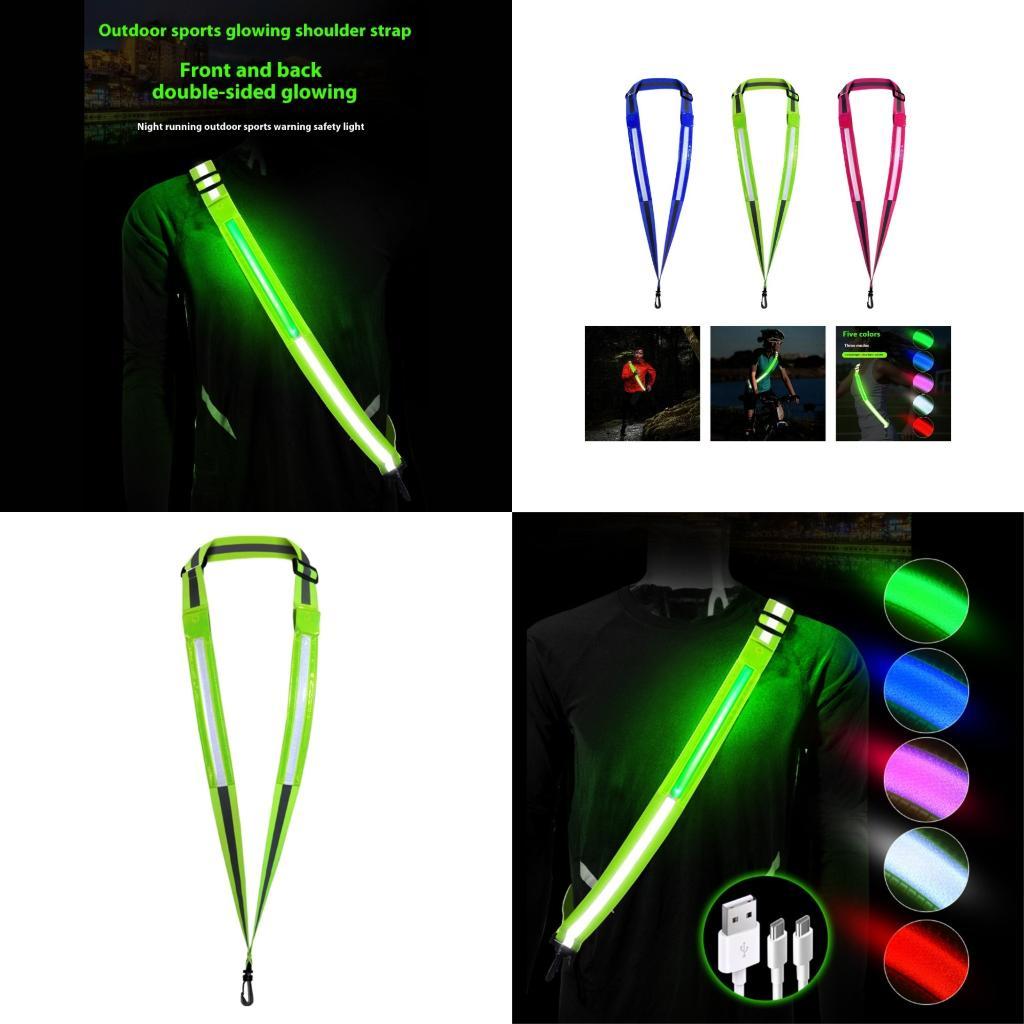 Running Visibility Gear - R6FE การปั่นจักรยานสายสะท้อนแสง 5 สีอ่อน 3 โหมดไหล่ความปลอดภัยสายรัด