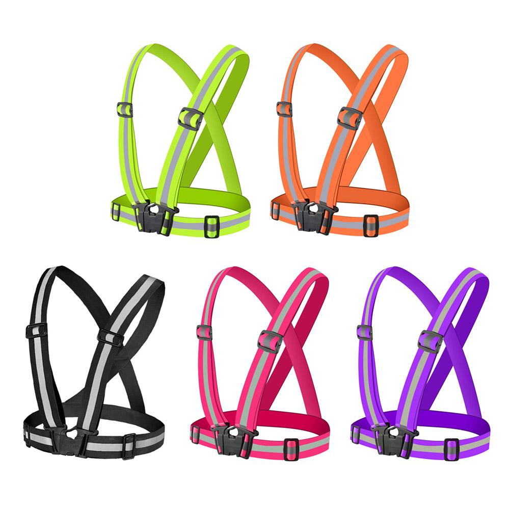 Running Gear Satisfy - เสื้อกั๊กสะท้อนแสงปรับระดับได้แบบสากลพร้อมแถบสะท้อนแสง อุปกรณ์สะท้อนแสงสำหรับการวิ่งกลางคืน เดินจักรยาน และสายรัดนิรภัย