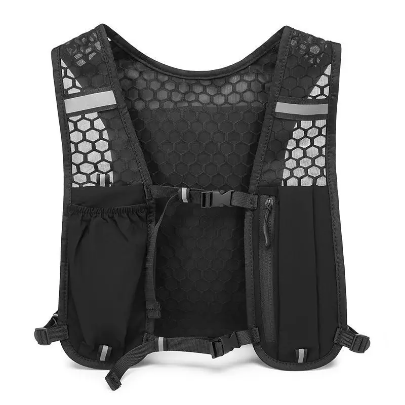 Reflective Running Gear Vest - เสื้อกั๊กวิ่งน้ำหนักเบาสะท้อนแสงสำหรับปั่นจักรยานและเล่นกีฬา พร้อมช่องใส่ขวดน้ำและช่องเก็บโทรศัพท์ อุปกรณ์สำหรับกิจกรรมกลางแจ้ง