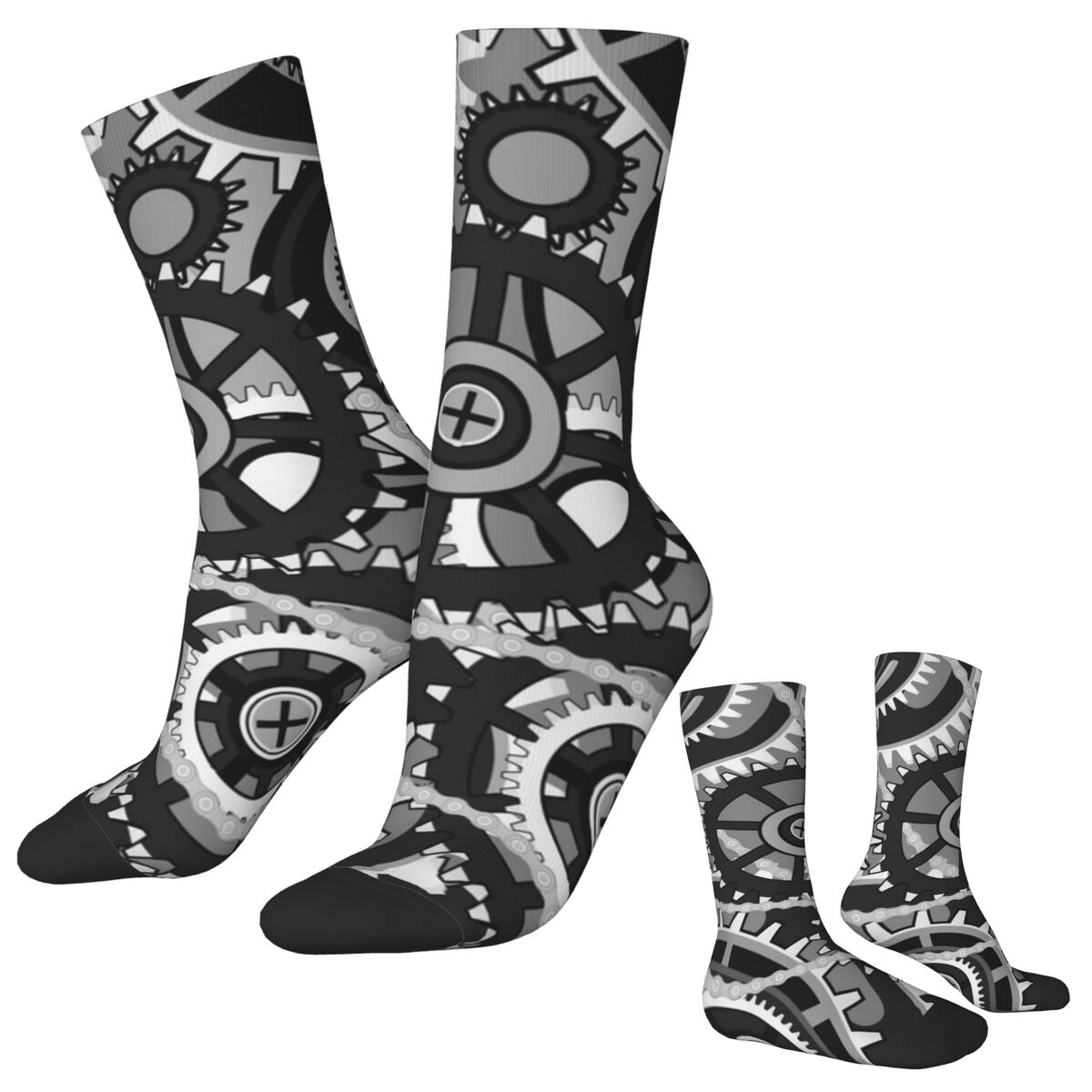 Running Gear Gifts For Men - ถุงเท้าลายเกียร์วินเทจลายล้อรถลายถุงน่องลายผู้ชายลายอุตสาหกรรม ถุงเท้าคุณภาพสูง ถุงเท้าสำหรับฤดูใบไม้ร่วง ถุงเท้ากีฬาวิ่งกันลื่น ของขวัญ