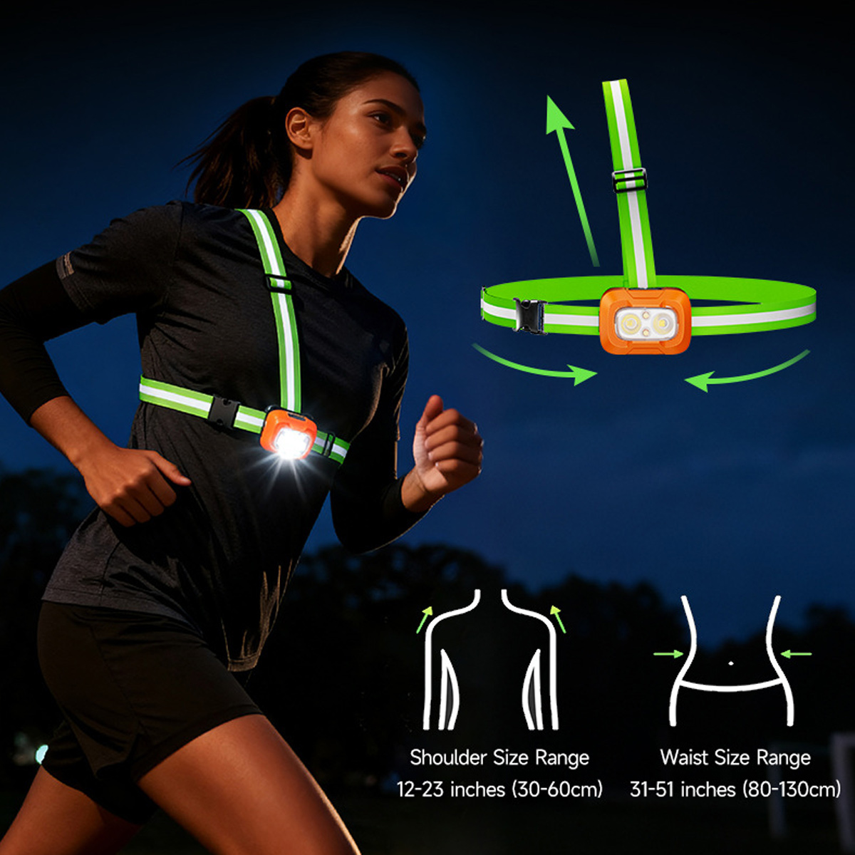 ไฟวิ่งแบบชาร์จ USB กันน้ำ น้ำห - Reflective Running Gear Vest บทวิจารณ์และราคา