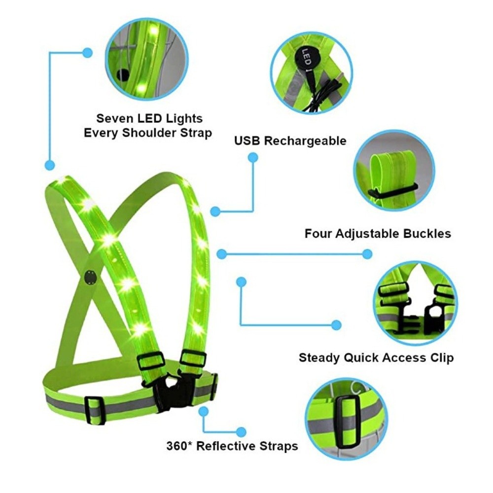 เสื้อกั๊กนิรภัย LED โพลีเอสเตอ - Reflective Running Gear Vest บทวิจารณ์และราคา